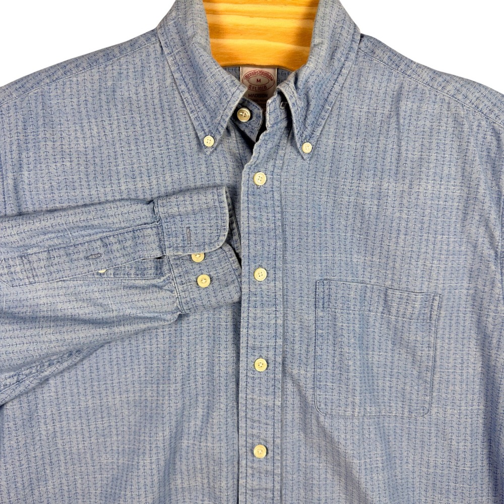 Brooks Brothers Mens Madison Blue Anchor Print Cotton Button Down Shirt‎ Medium